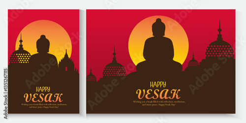 Happy Buddha Purnima poster, banner, card set. Happy Vesak Day greeting flayer, cover for web or banner background  wishes greetings with a buddha minimalist and trendy.