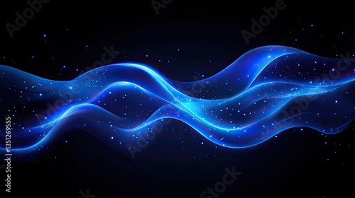 Glowing blue wave energy abstract dark background