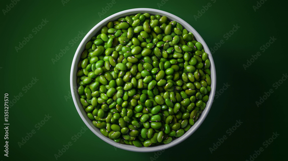 Fresh edamame beans in bowl top view for healthy eating and culinary art Fresh edamame beans in bowl top view for healthy eating and culinary art