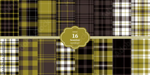 Modern Rustic Auburn & Cream Bisque Seamless Tartan Fabric Design Set of 16