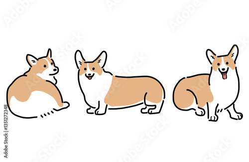 コーギーのイラストセット