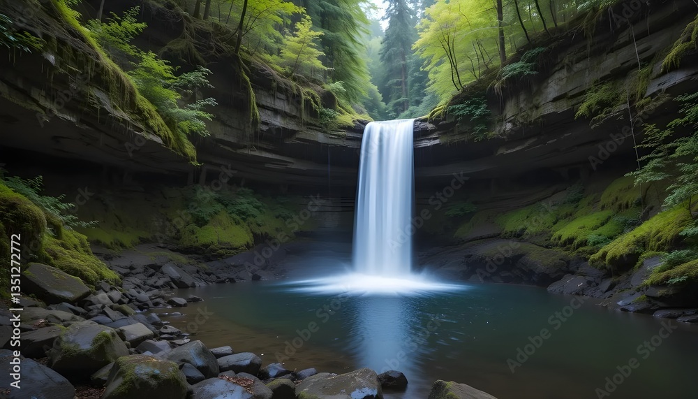 Fototapeta premium Toketee Falls’ Pristine Waters Flow Through Rugged Cliffs, Creating a Stunning Oregon Landmark