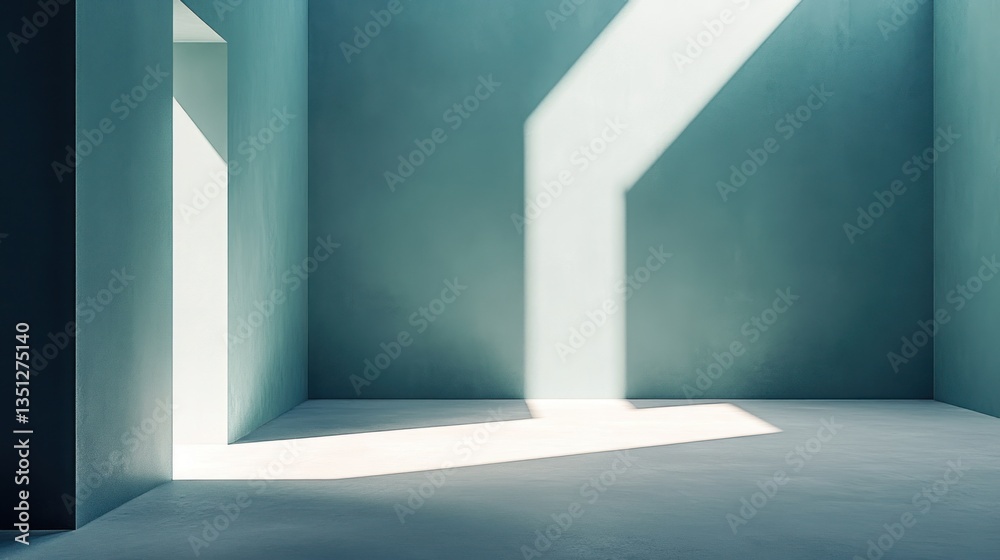 Obraz premium Teal Interior Space with Sunlight