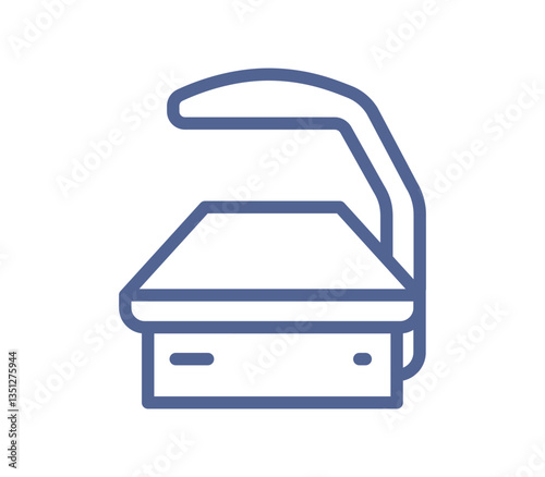 Outline medical equipment, modern technology for diagnosis of various disease, lineart pictogram, simple linear flat vector illustration isolated on white background.