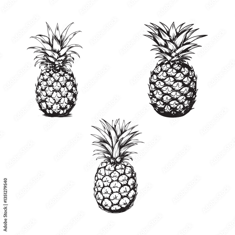 Fototapeta premium Pineapple Hand Drawn Doodle Icon isolated white background