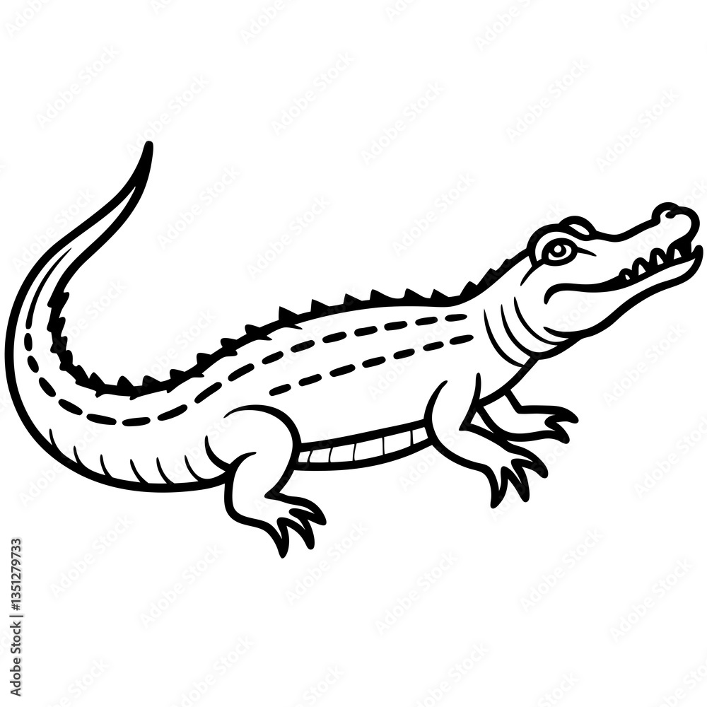 Nile Crocodile Simple Vector Art on White Background Nile Crocodile Simple Vector Art on White Background