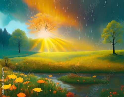 Weather Transitions- Sunny and rainy day combinations, foggy spring mornings