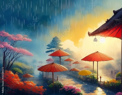 Weather Transitions- Sunny and rainy day combinations, foggy spring mornings