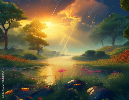 Weather Transitions- Sunny and rainy day combinations, foggy spring mornings