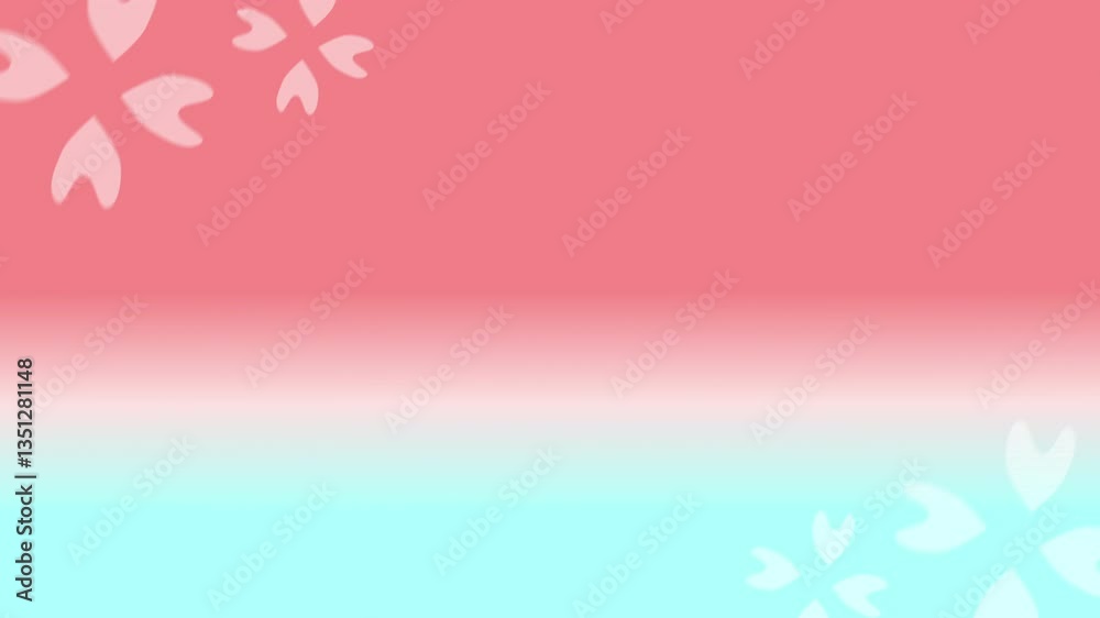White Flowers Rotating at Corner of Gradient Blue and Orange Wallpaper. Motion Graphic Animation Concept