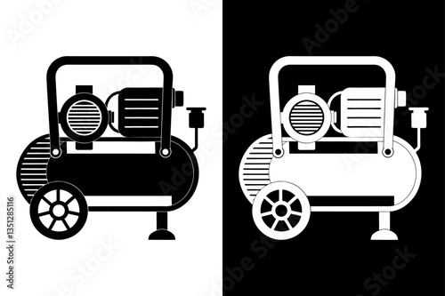 Black Air Compressor Icon Scalable Vector Graphic.