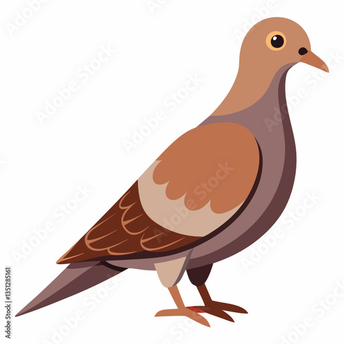 Mourning Dove Vector Illustration on White Background
