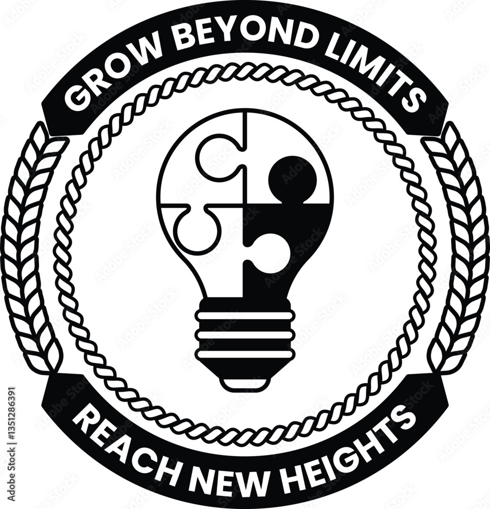 Illustration in concept of light bulb and jigsaw in line style Illustration in concept of light bulb and jigsaw in line style