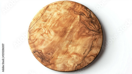 Realistic olive wood circular cutting board for kitchen and decoration