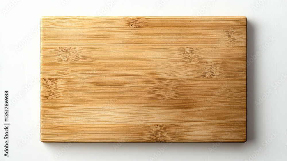 Realistic empty rectangular bamboo cutting board on light surface for kitchen design Realistic empty rectangular bamboo cutting board on light surface for kitchen design