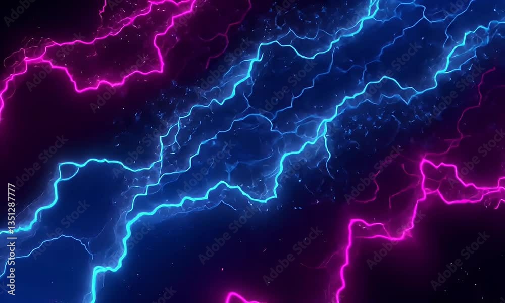Abstract Neon Lightning Background Featuring Blue And Pink Electric Energy With Dark Backdrop