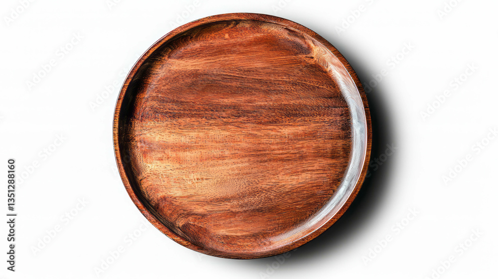 Realistic empty round wooden serving platter for elegant dining and kitchen decor Realistic empty round wooden serving platter for elegant dining and kitchen decor
