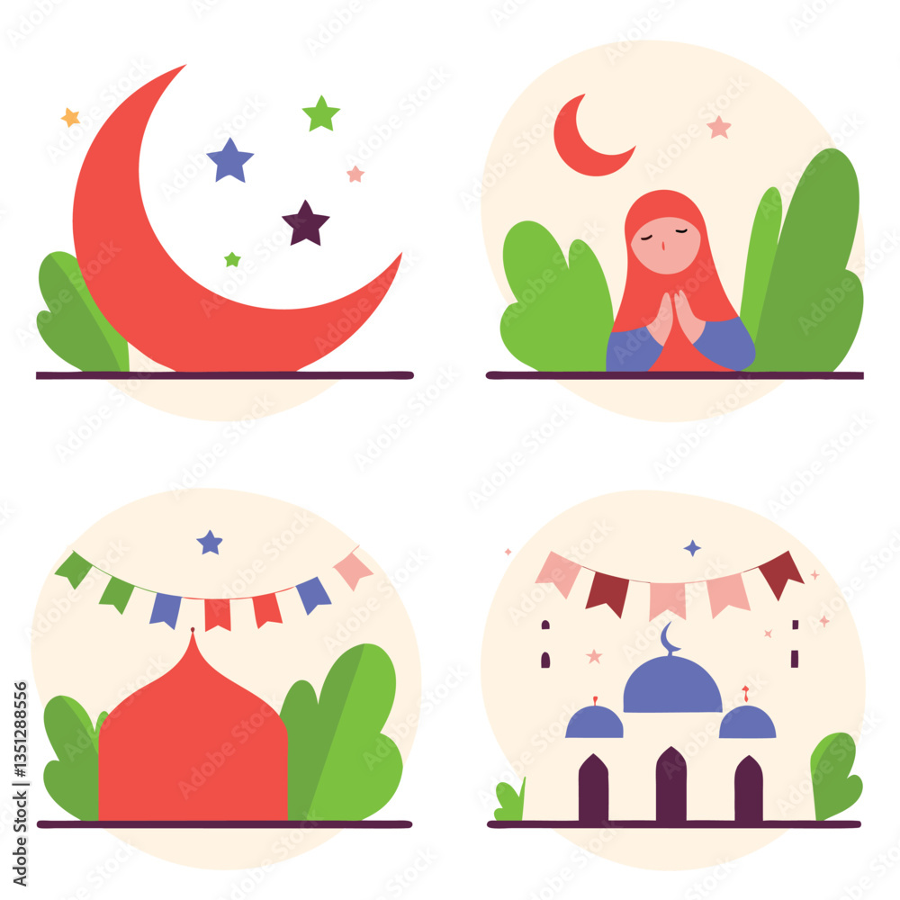 Fototapeta premium Eid Mubarak Icon Collection