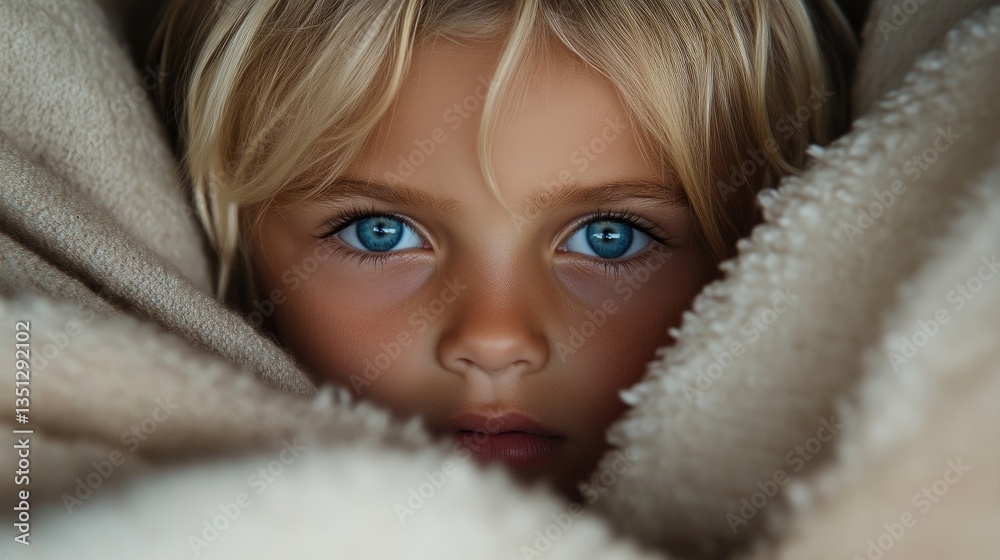 Child's Face Covered in Soft Blanket Child's Face Covered in Soft Blanket