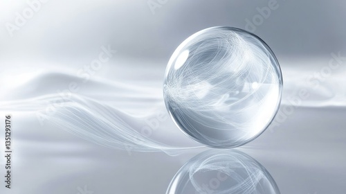 Ethereal Glass Sphere with Soft Light and Abstract Swirls