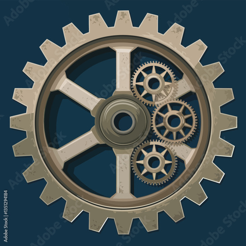 2d vector illustration colorful machine , worker and Industry and its development technology, factories and production lines icon
