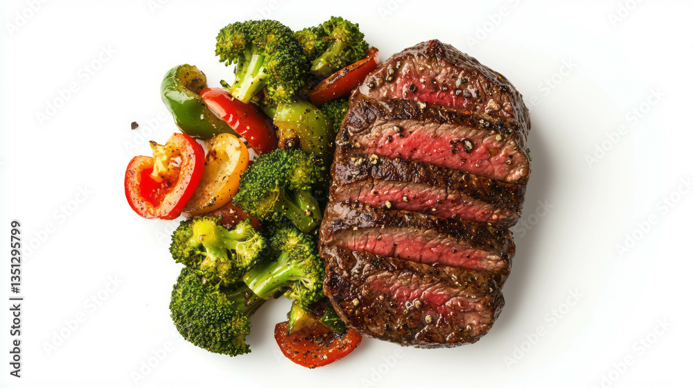 Delicious steak stir fry with fresh broccoli and peppers for a gourmet dining experience Delicious steak stir fry with fresh broccoli and peppers for a gourmet dining experience