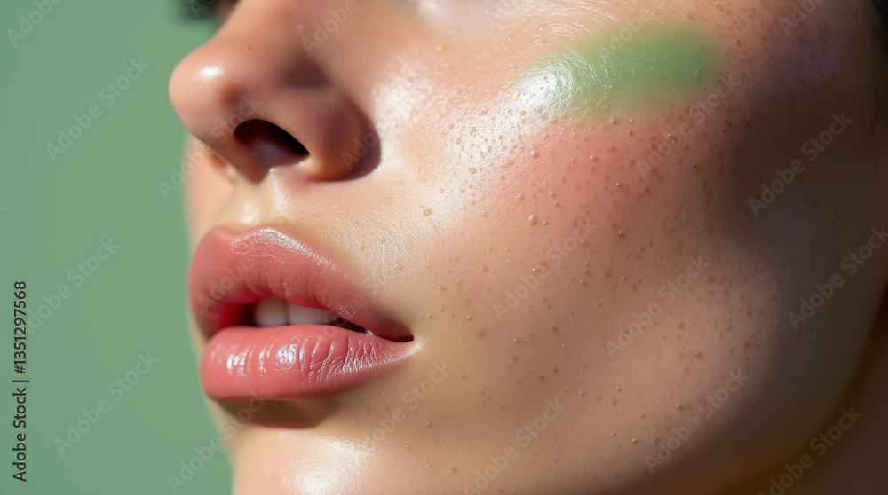 Fototapeta premium female face with allergic rash and cream