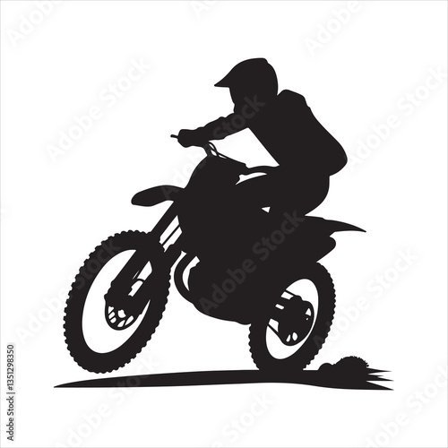 Dirt Bike Silhouette: Motocross Rider Icon for Sport, Adventure, and Extreme Racing
