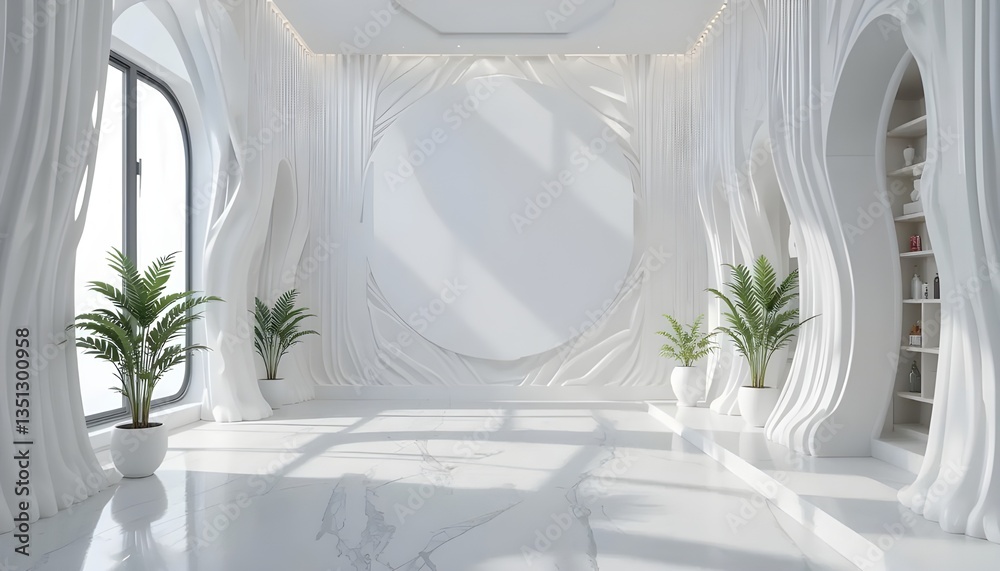 Minimalist 3D White Interior Background with Modern Architectural Design Minimalist 3D White Interior Background with Modern Architectural Design