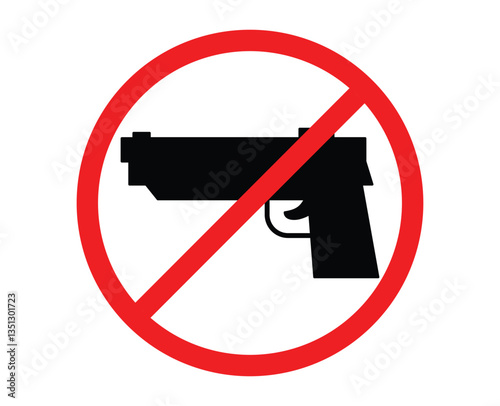 No Guns Weapons Allowed Prohibition Sign Icon. firearms prohibited area sign