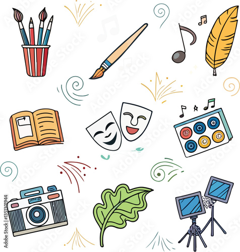 Vibrant art icon pack illustration.Generative AI.