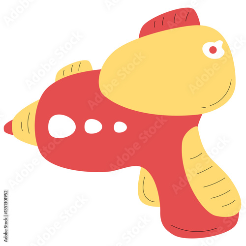 Red water gun toy hand drawn 