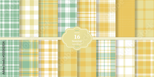 Soft Vanilla Tartan patterns fabric texture. Modern Soft Crimson Seamless Tartan Set of 16