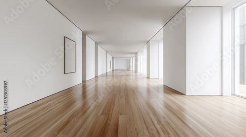 Wallpaper Mural An exceptionally long and bright hallway exhibits refined architectural minimalism Torontodigital.ca