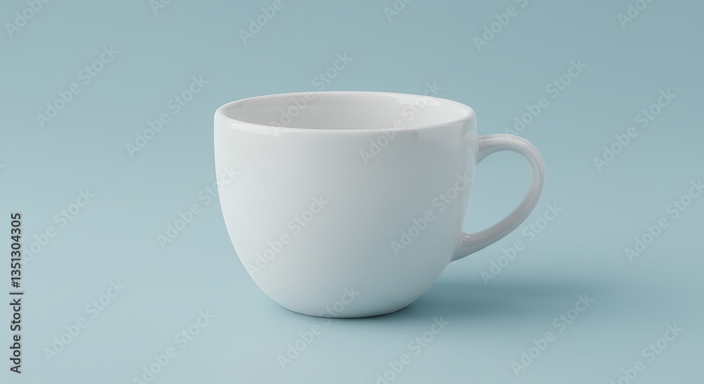Fototapeta premium White Ceramic Cup Still Life on Blue Background