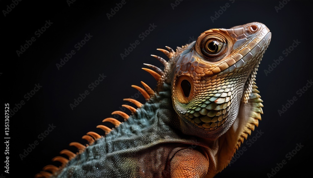 Fototapeta premium Iguana on a black background