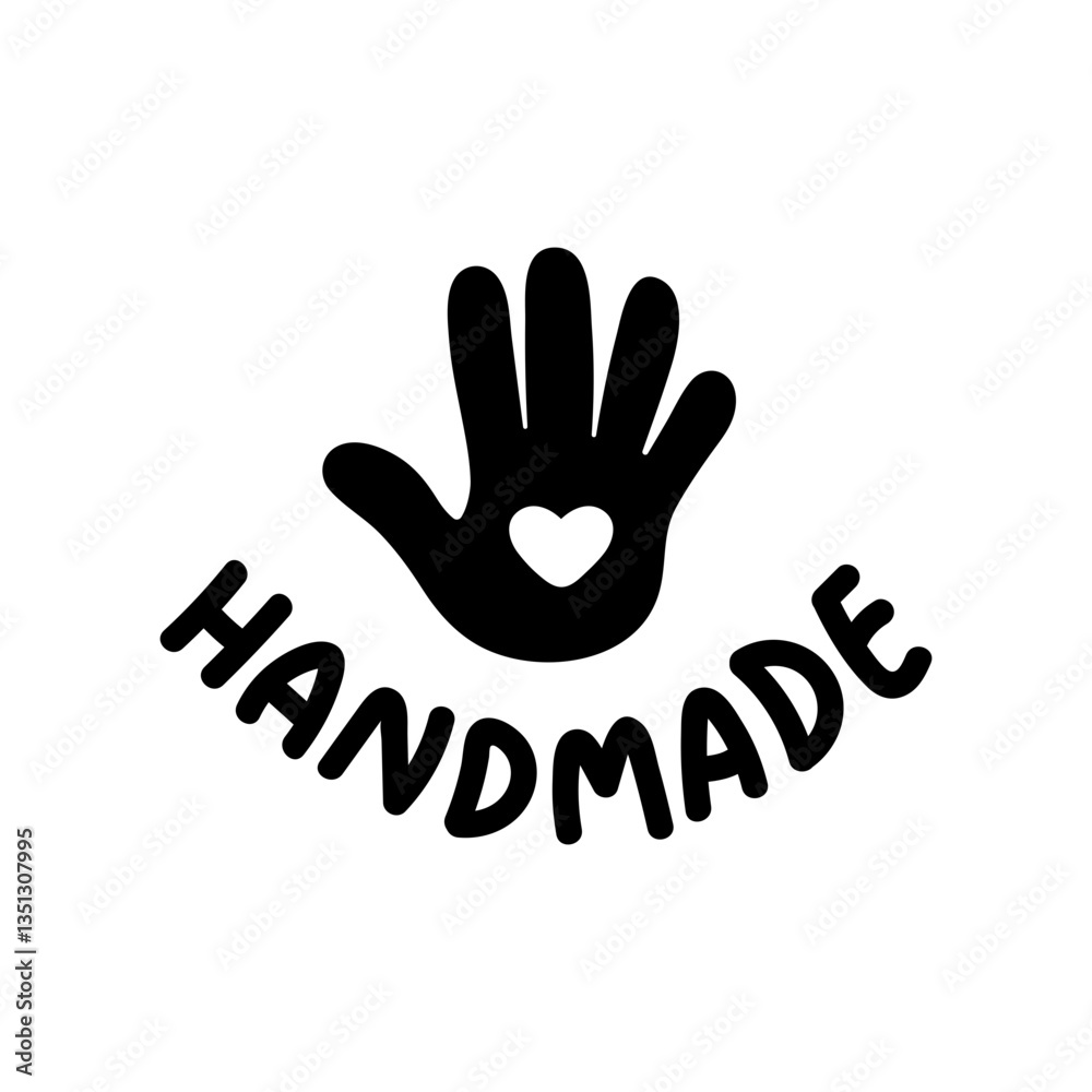 Obraz premium Vector handmade icon. Handcrafted product label design.