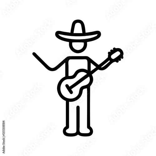 Simple Mariachi Musician Icon – Minimalist Mexican Music Symbol