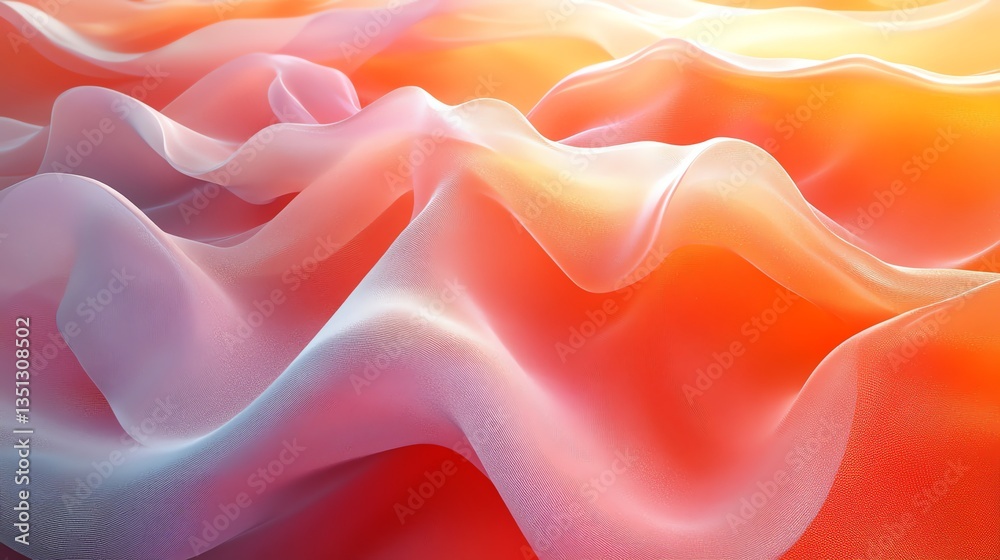 Obraz premium Abstract Orange and Pink Fabric Waves Background Texture Smoothly Flowing