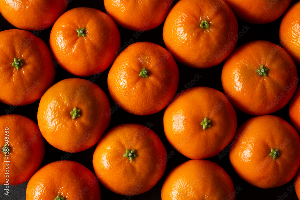 A top down view of mandarins, a background.