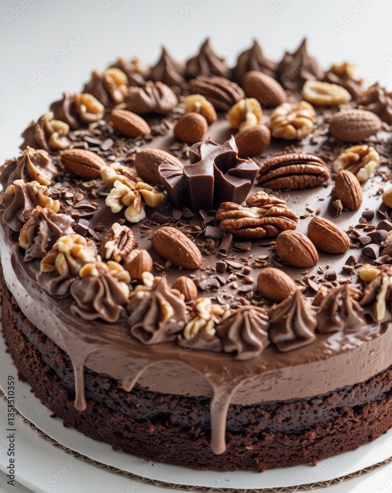 Decadent Chocolate Cake with Nuts and Creamy Frosting. Decadent Chocolate Cake with Nuts and Creamy Frosting.