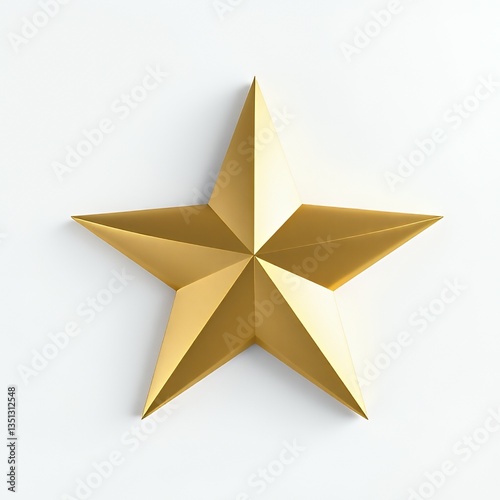 Sleek 3D gold star with beveled edges on white background for elegance