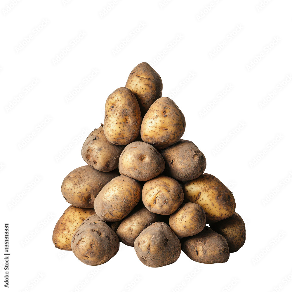 Potatoes arranged in a triangle on black background rustic earthy tones Potatoes arranged in a triangle on black background rustic earthy tones