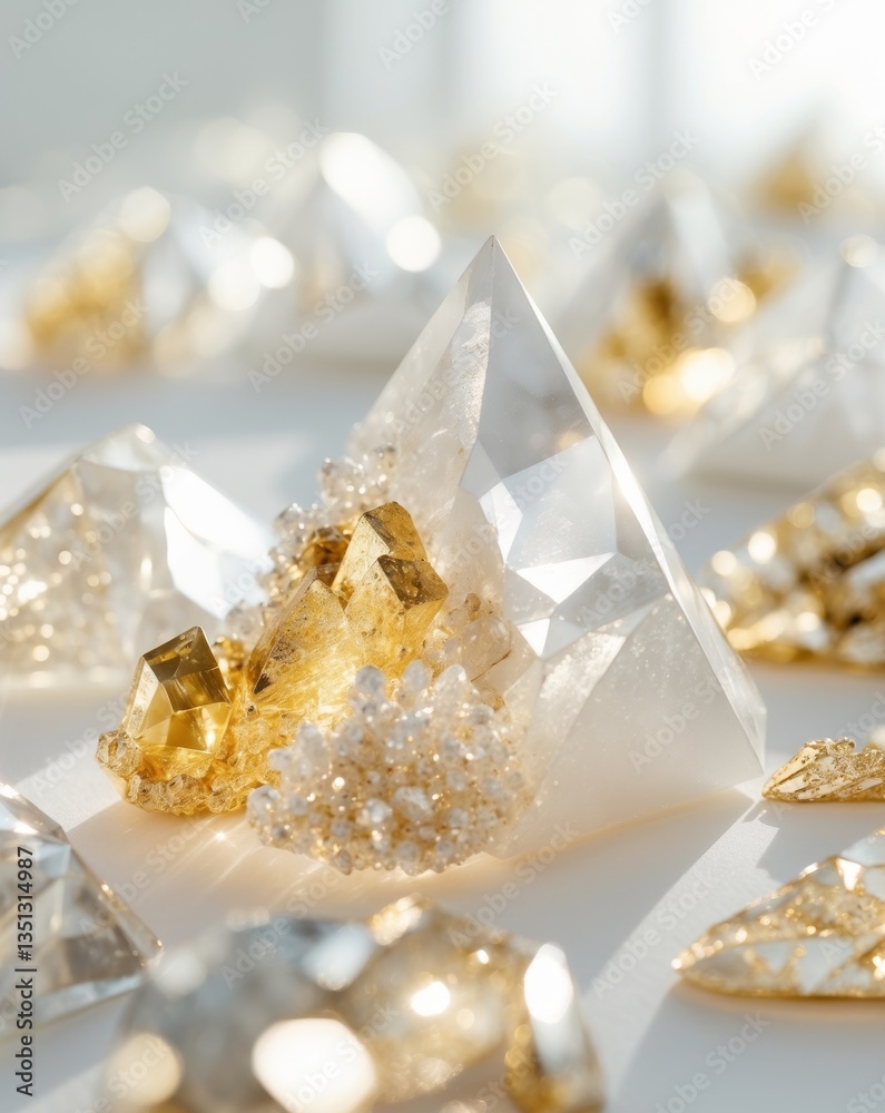 Abstract Gold and White Crystal Texture Background Abstract Gold and White Crystal Texture Background