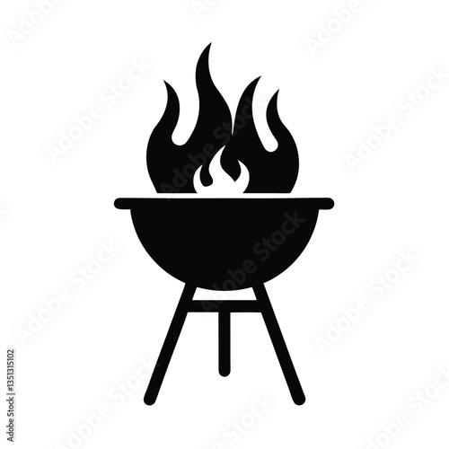 barbecue grill with flames