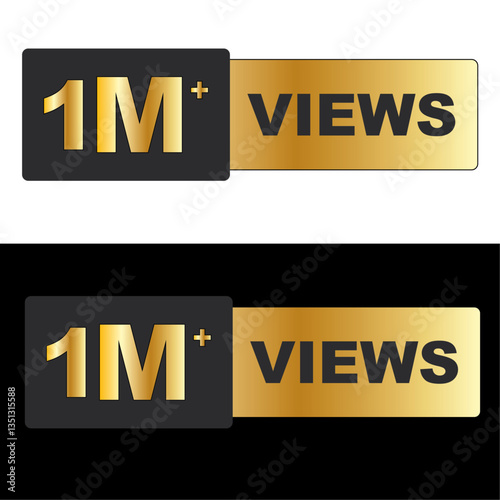 Download this Views Celebration Thumbnail Golden Banner Set 1M, 1 Million Views, 1M Views, 1M Views eps vector file10