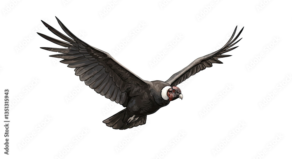 Obraz premium A Condor in Mid-Glide, With Emphasis on Its Expansive Wings and Majestic Demeanor