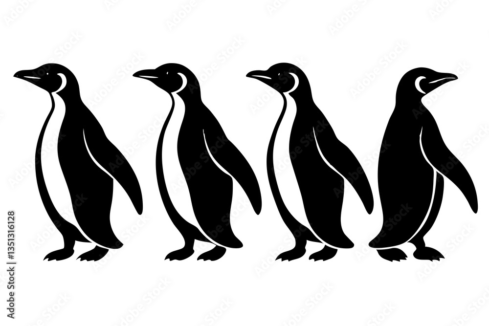 Naklejka premium set of Penguin silhouette vector illustration