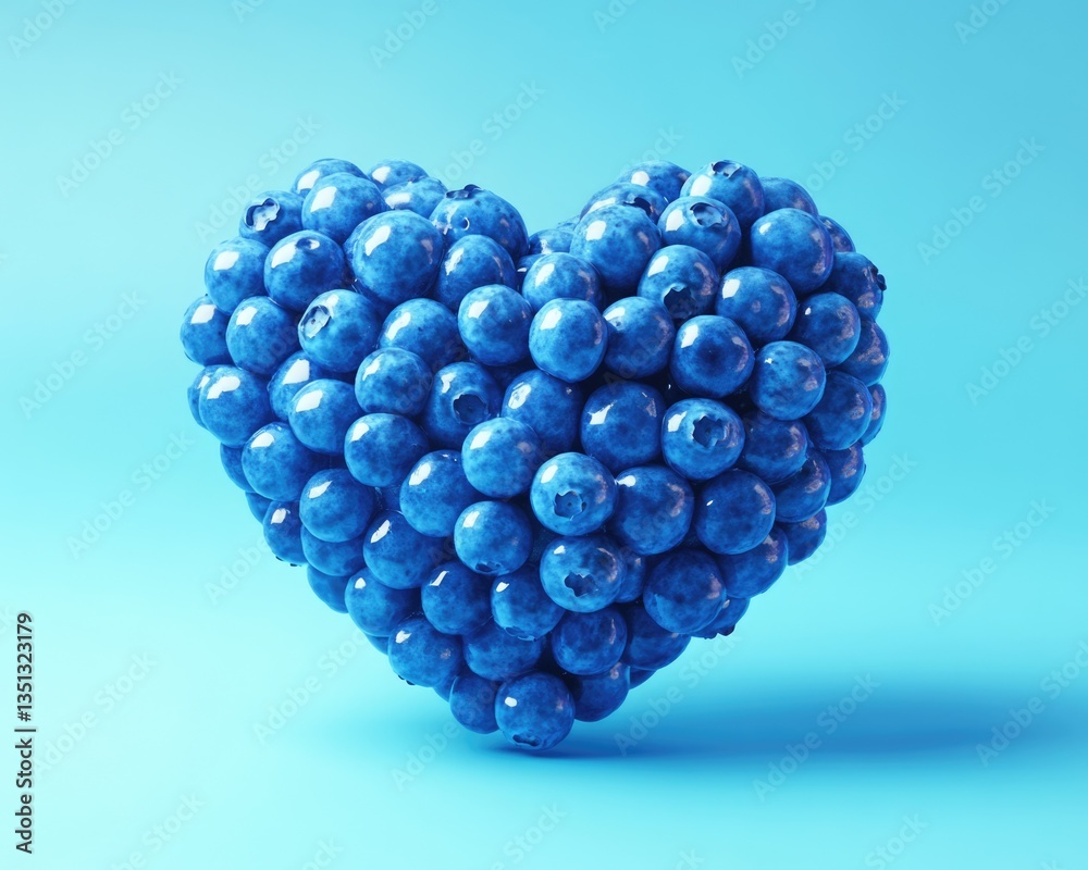 Vibrant Blueberry Love. Heart-Shaped Arrangement of Fresh Blueberries Celebrating Health and Summer Vibes Vibrant Blueberry Love. Heart-Shaped Arrangement of Fresh Blueberries Celebrating Health and Summer Vibes