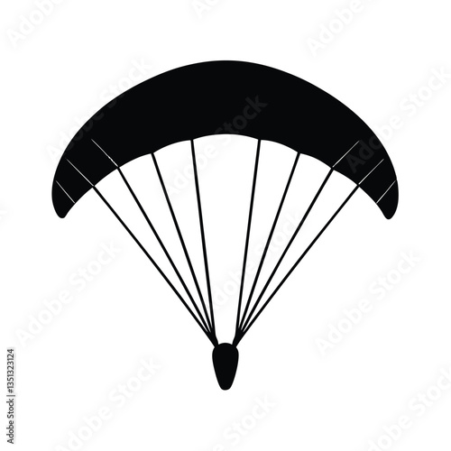 paraglider silhouette isolated on black